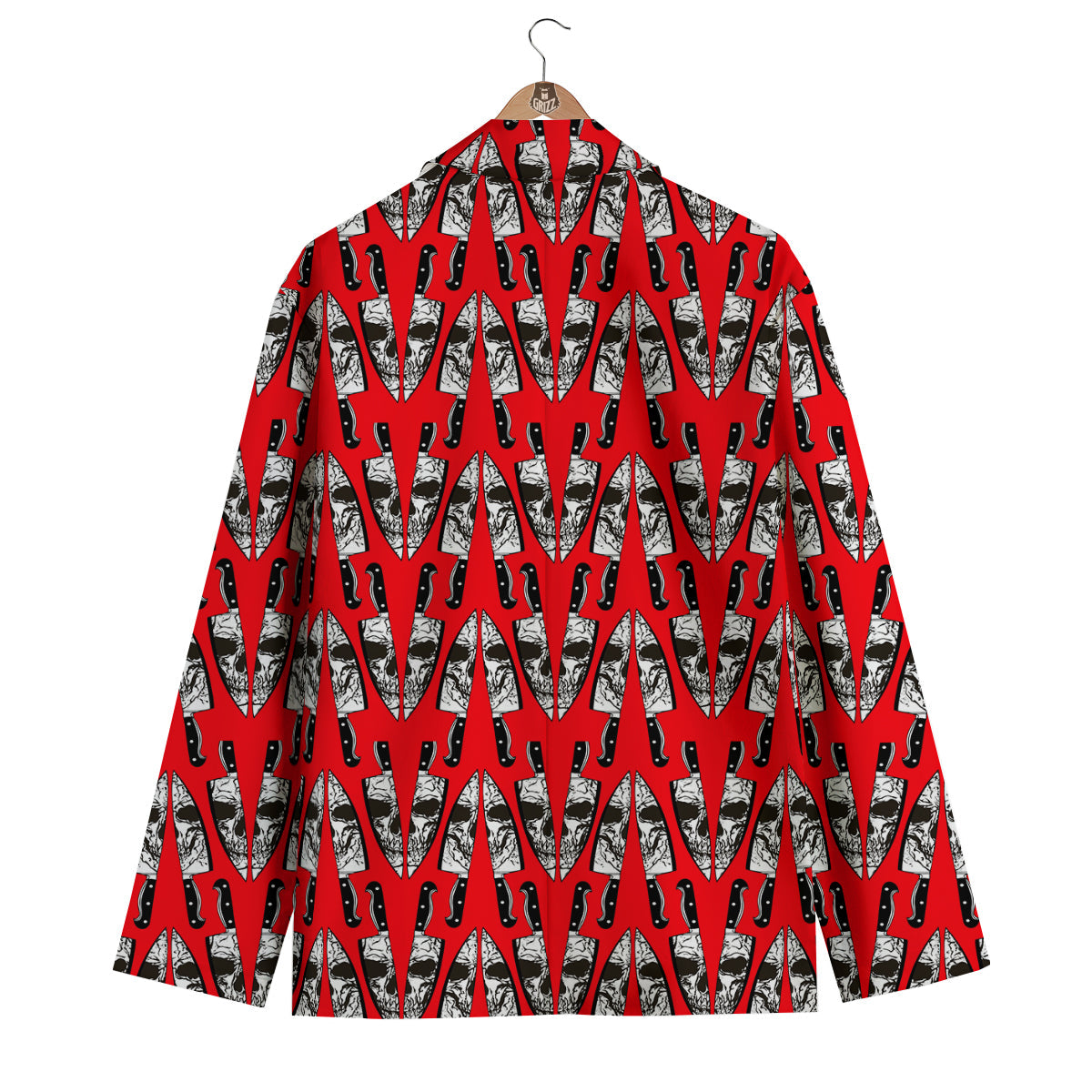 Skull Face Reflection Knife Print Pattern Men's Blazer-grizzshop