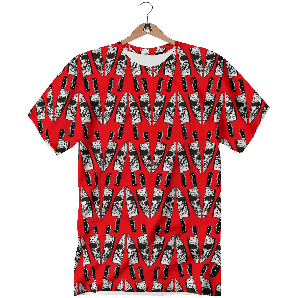 Skull Face Reflection Knife Print Pattern T-Shirt-grizzshop