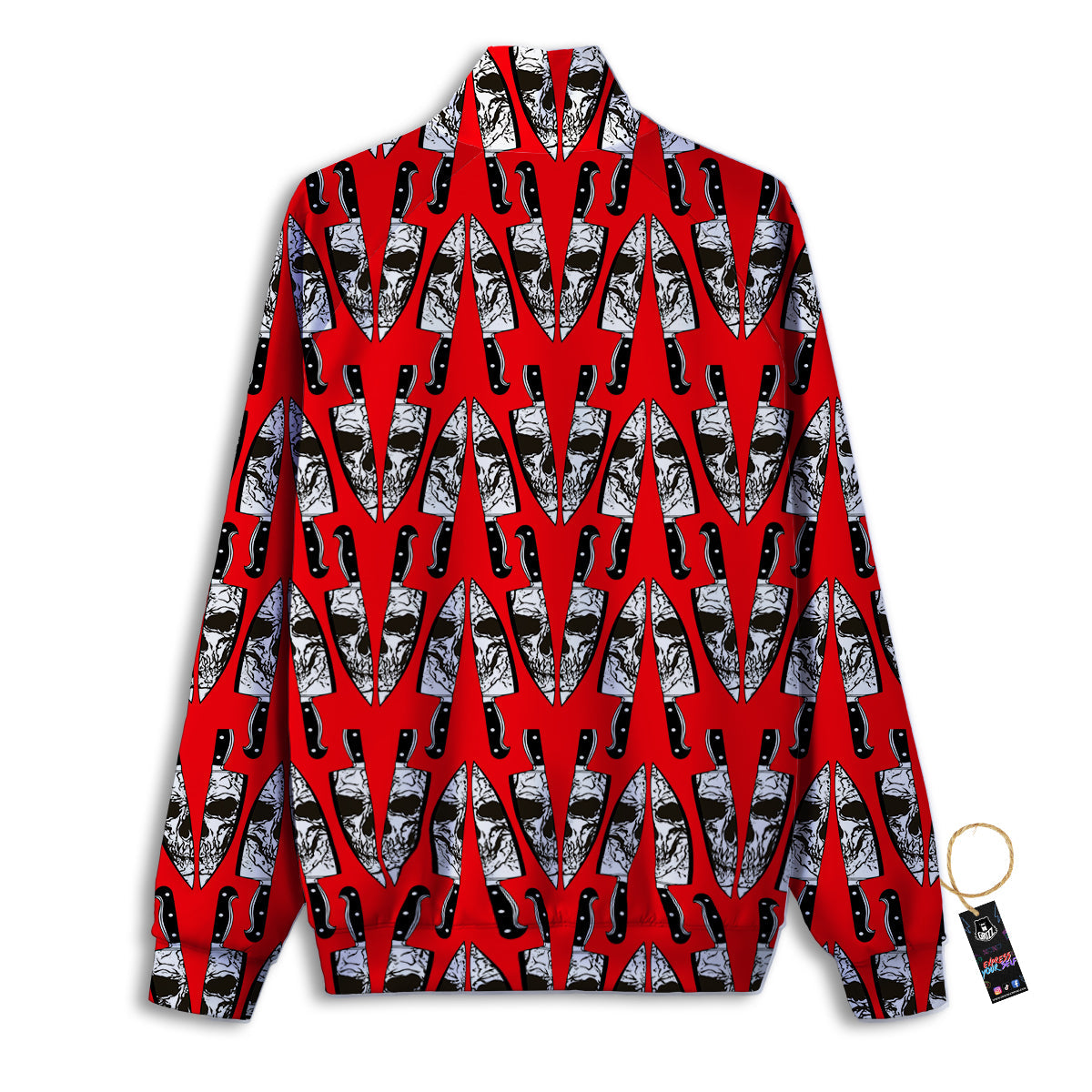 Skull Face Reflection Knife Print Pattern Track Jacket-grizzshop
