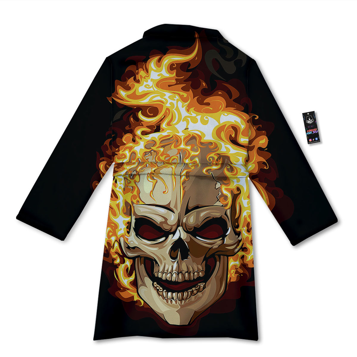 Skull Fire Print Bathrobe-grizzshop