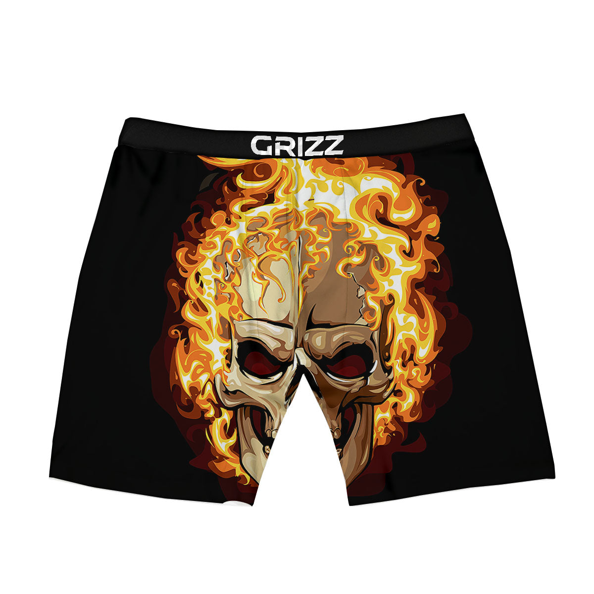 Skull Fire Print Boxer Briefs-grizzshop