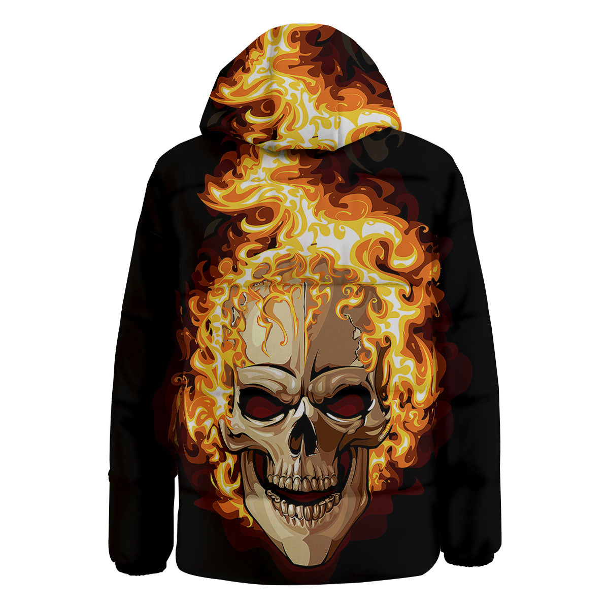 Skull Fire Print Down Jacket-grizzshop