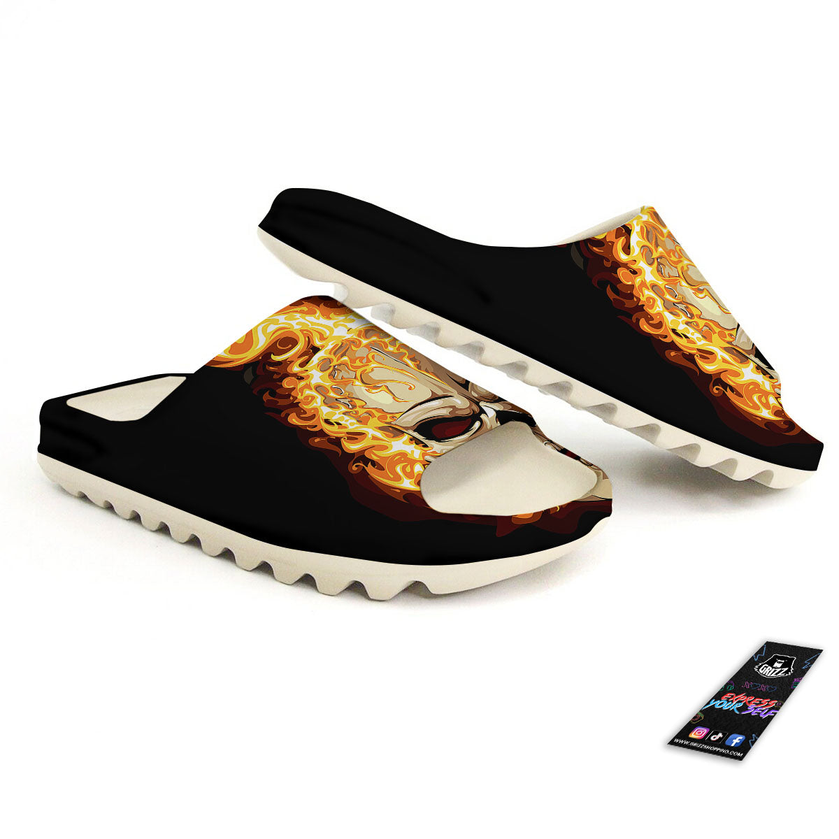 Skull Fire Print Sandals-grizzshop