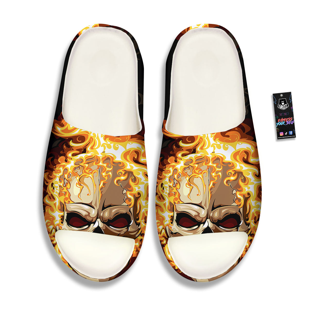 Skull Fire Print Sandals-grizzshop
