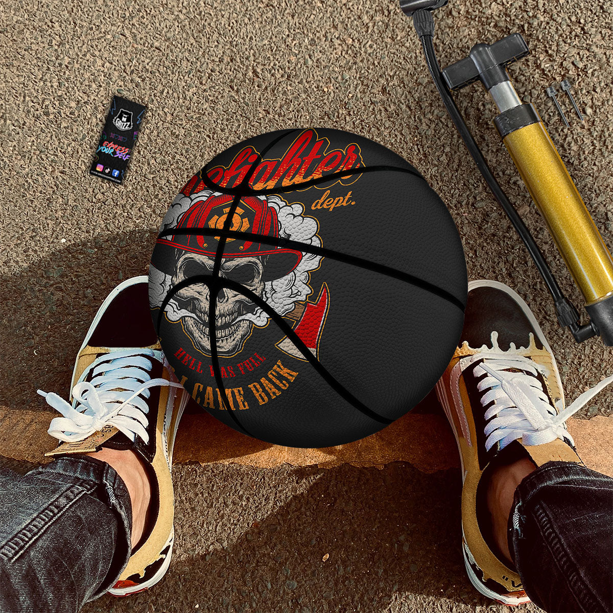 Skull Firefighter Department Print Basketball-grizzshop