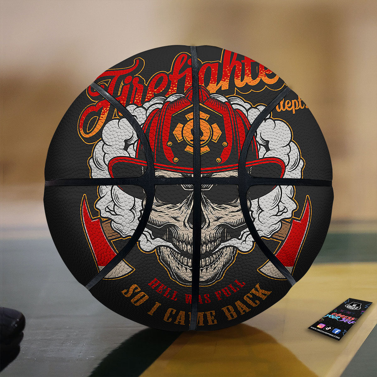 Skull Firefighter Department Print Basketball-grizzshop