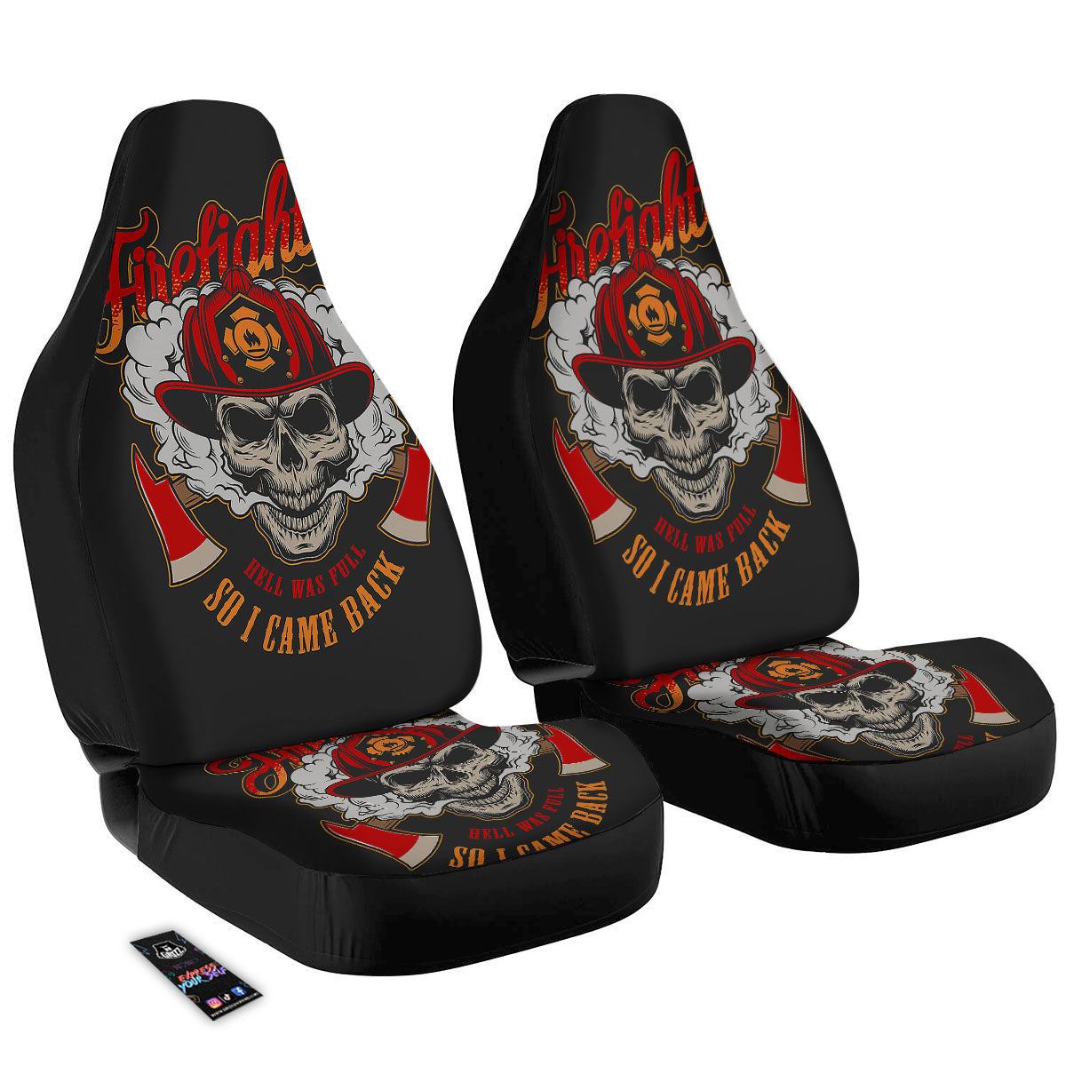 Skull Firefighter Department Print Car Seat Covers-grizzshop