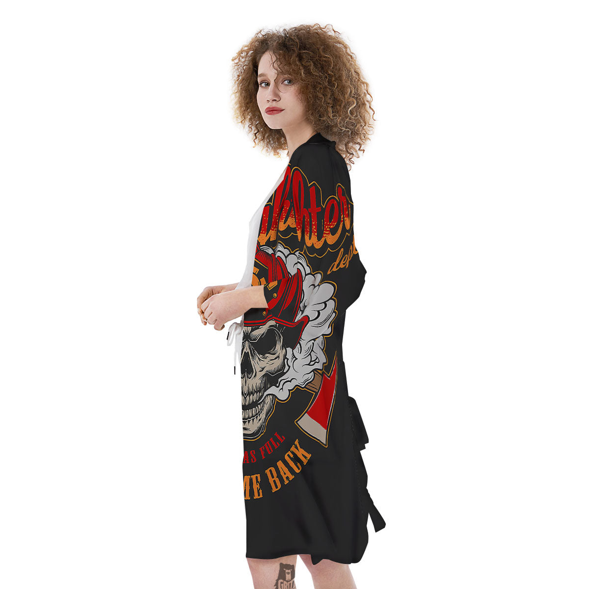 Skull Firefighter Department Print Kimono-grizzshop