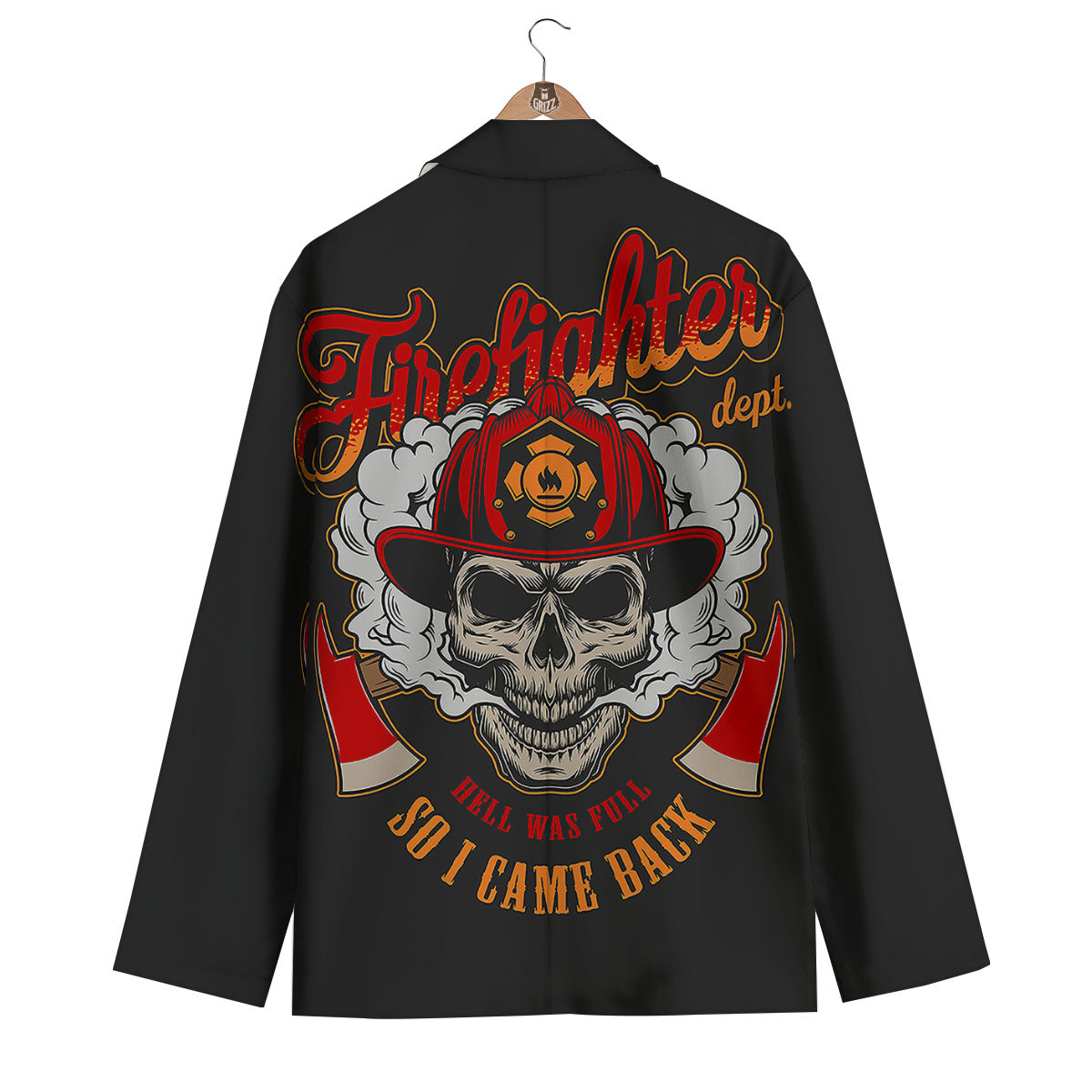 Skull Firefighter Department Print Men's Blazer-grizzshop