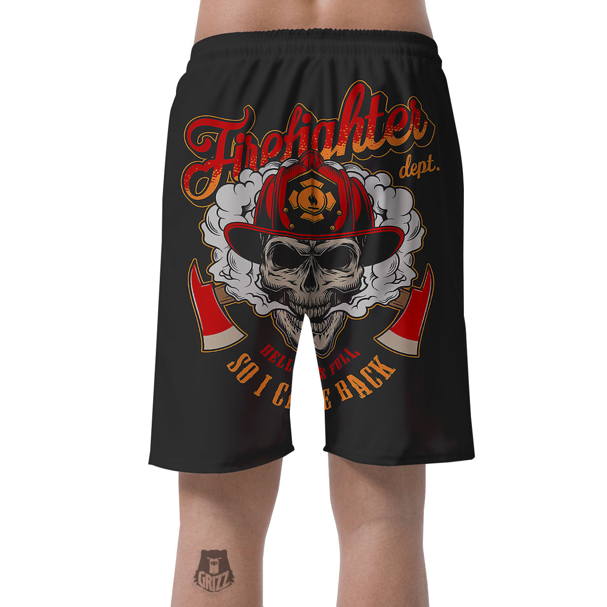 Skull Firefighter Department Print Men's Shorts-grizzshop