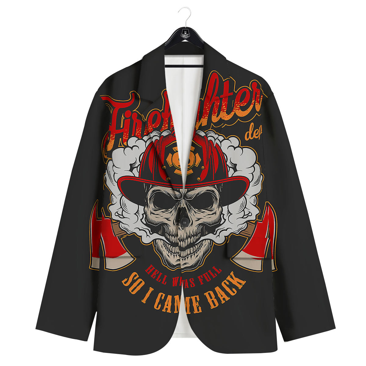 Skull Firefighter Department Print Men's Sport Coat-grizzshop
