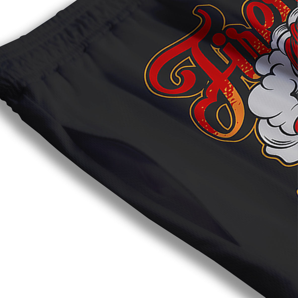 Skull Firefighter Department Print Mesh Shorts