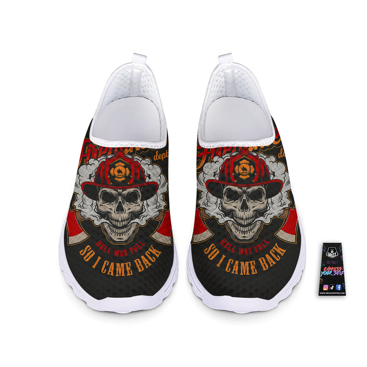 Skull Firefighter Department Print Nurse Shoes-grizzshop