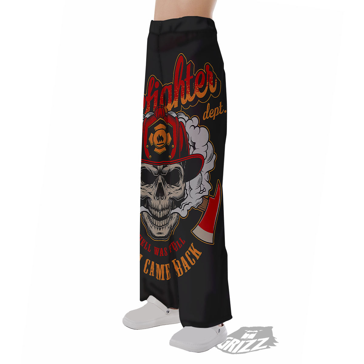 Skull Firefighter Department Print Pajama Pants-grizzshop