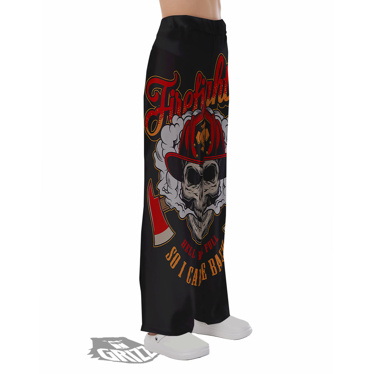 Skull Firefighter Department Print Pajama Pants-grizzshop