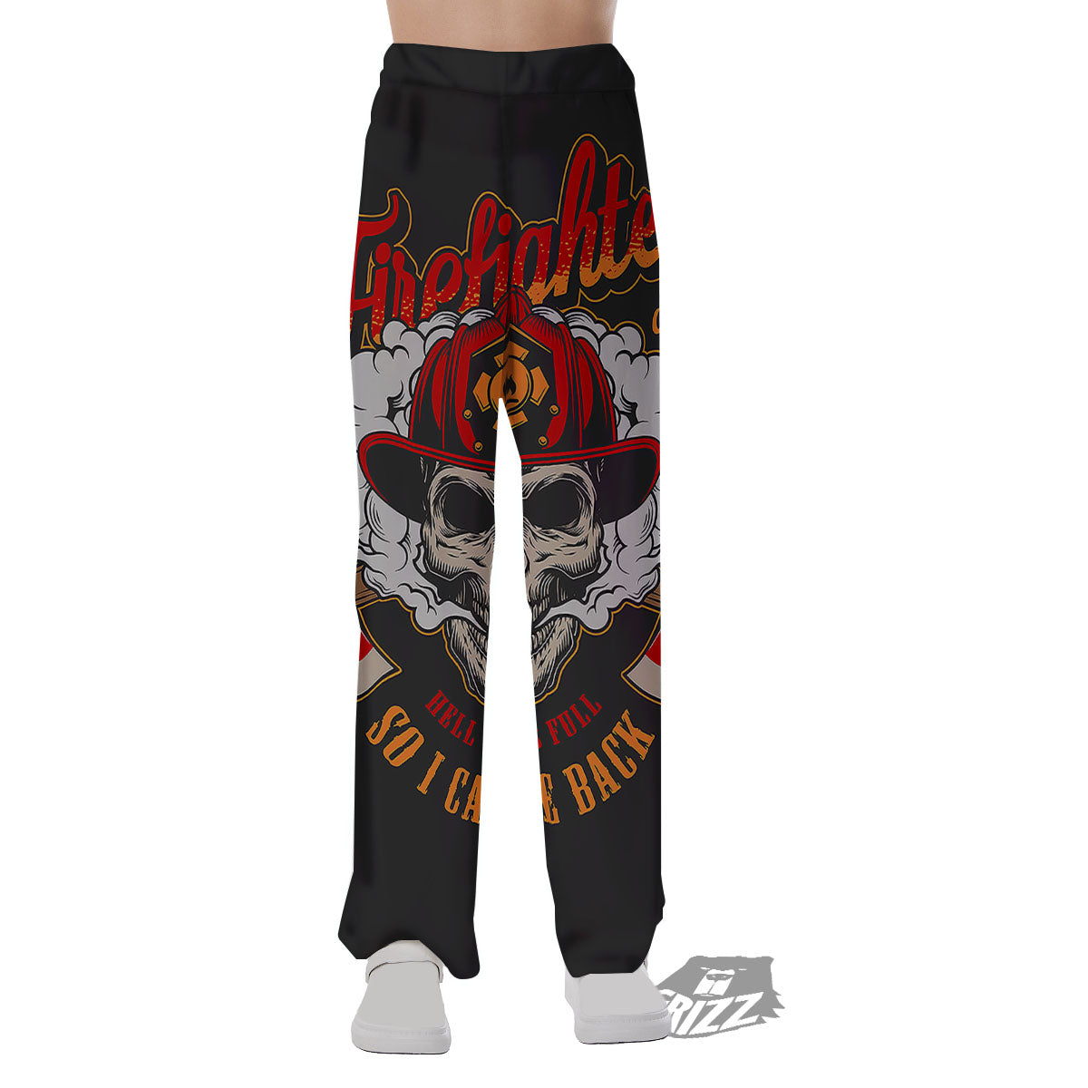 Skull Firefighter Department Print Pajama Pants-grizzshop