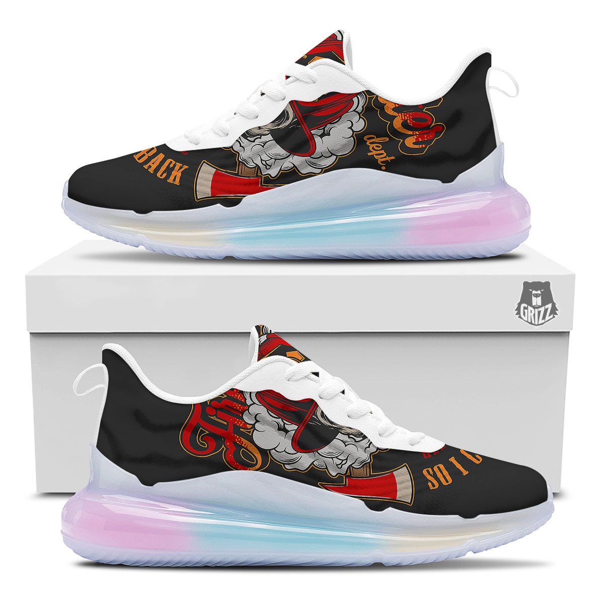 Skull Firefighter Department Print Running Sneakers-grizzshop