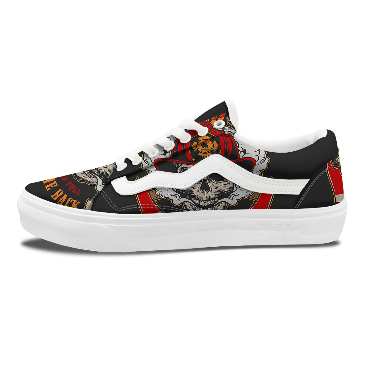 Skull Firefighter Department Print Skate Shoes-grizzshop