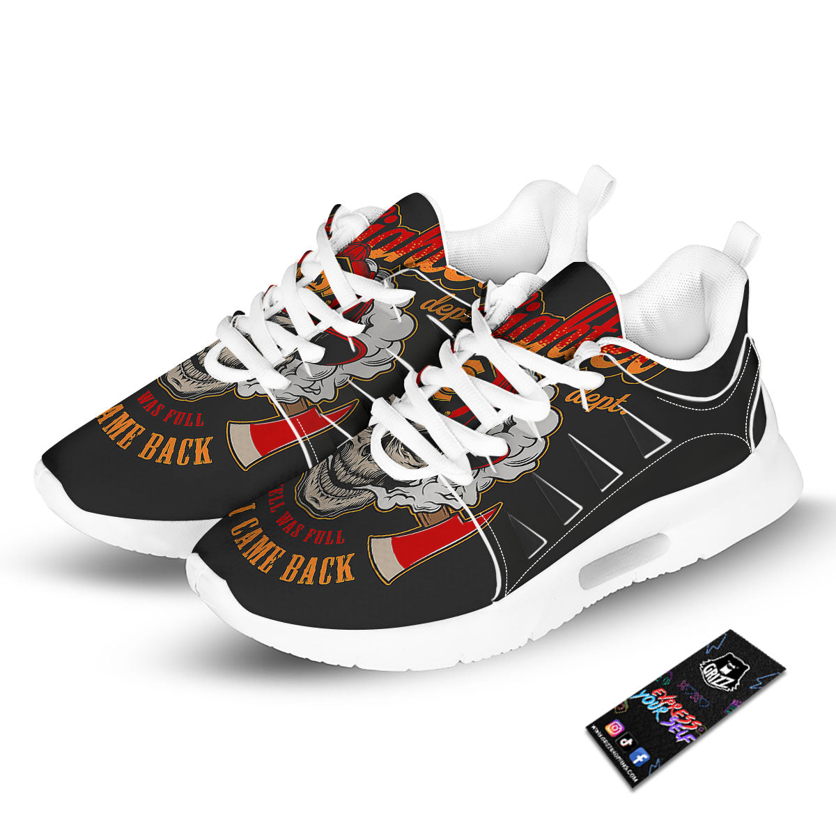 Skull Firefighter Department Print Tennis Shoes-grizzshop