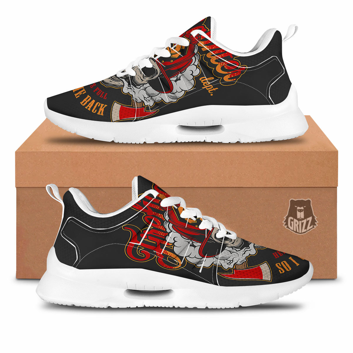 Skull Firefighter Department Print Tennis Shoes-grizzshop