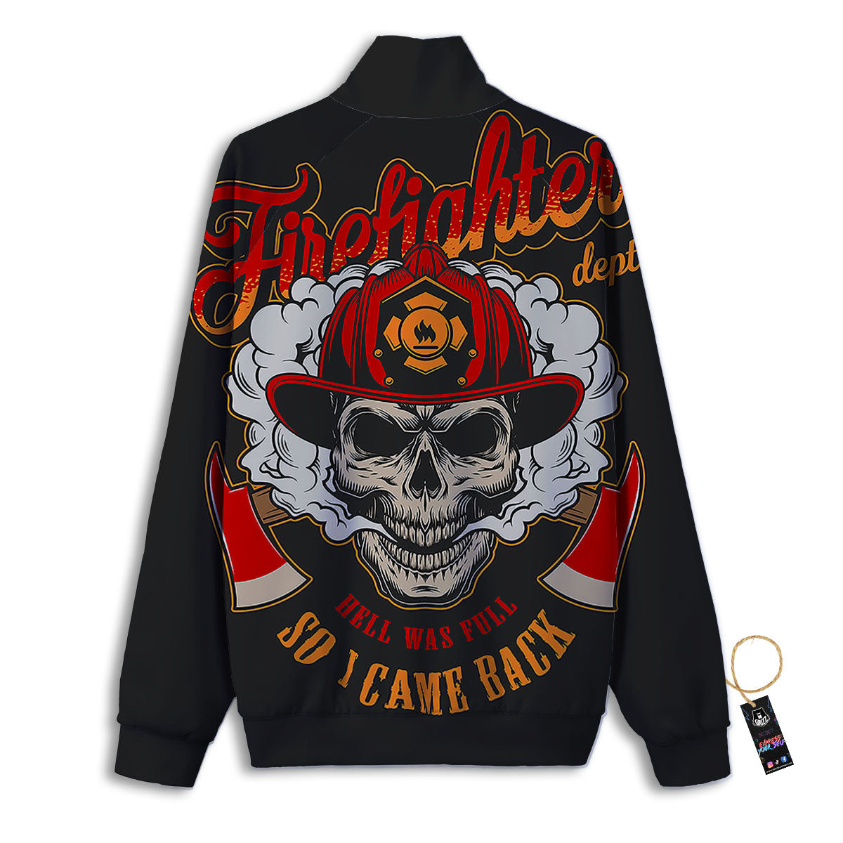Skull Firefighter Department Print Track Jacket-grizzshop