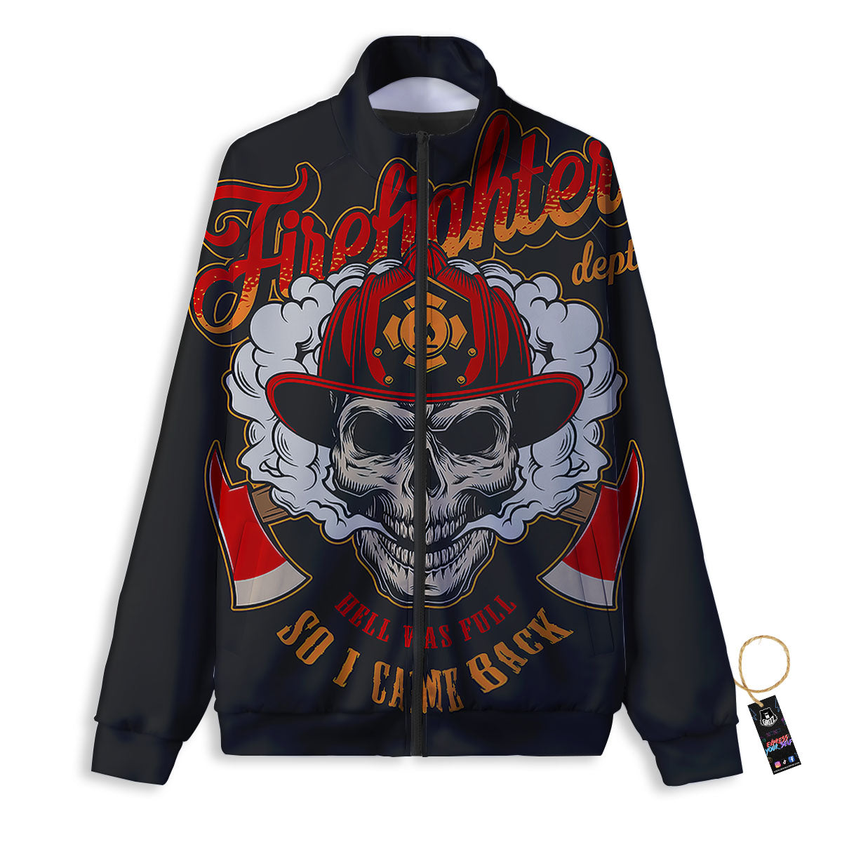 Skull Firefighter Department Print Track Jacket-grizzshop