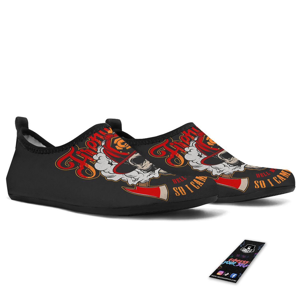 Skull Firefighter Department Print Water Shoes-grizzshop