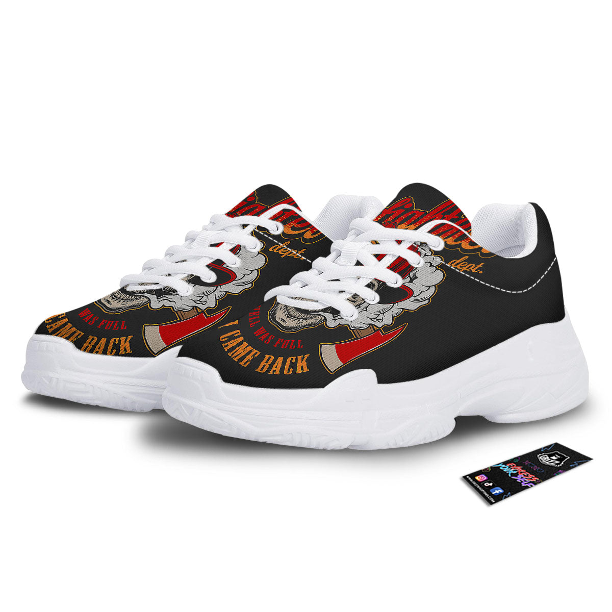 Skull Firefighter Department Print White Chunky Shoes-grizzshop