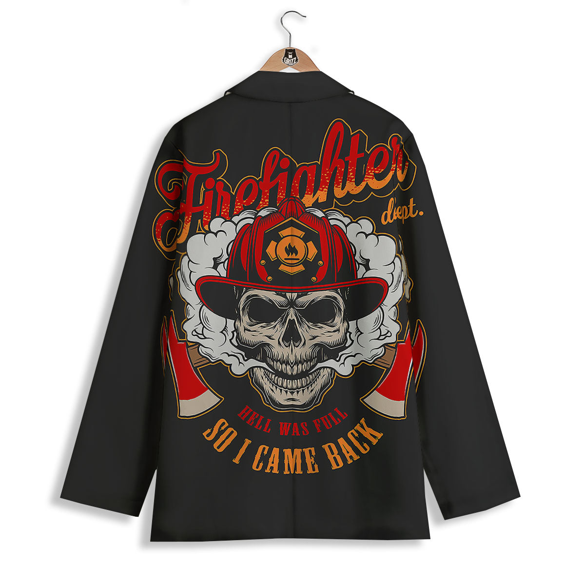 Skull Firefighter Department Print Women's Blazer-grizzshop