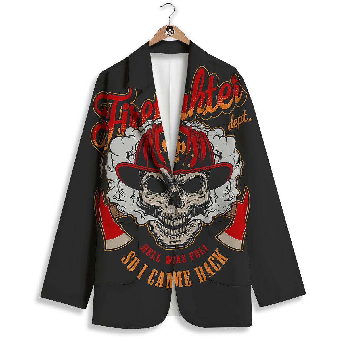 Skull Firefighter Department Print Women's Blazer-grizzshop