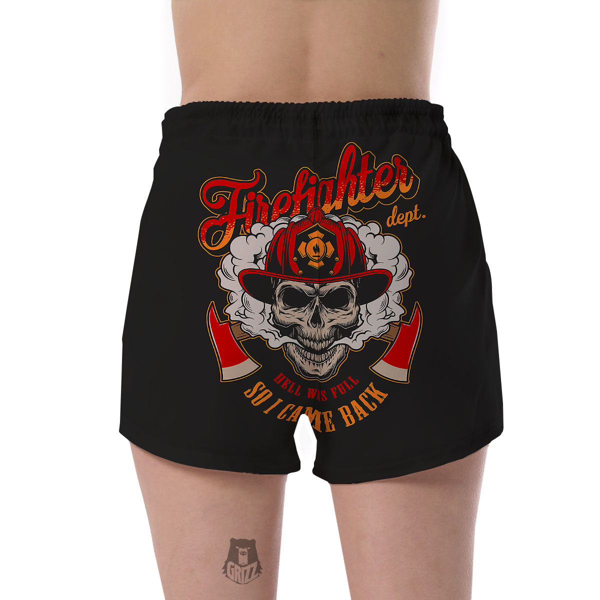 Skull Firefighter Department Print Women's Shorts-grizzshop