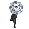 Skull Floral White And Blue Print Pattern Umbrella-grizzshop