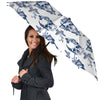 Skull Floral White And Blue Print Pattern Umbrella-grizzshop