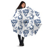 Skull Floral White And Blue Print Pattern Umbrella-grizzshop