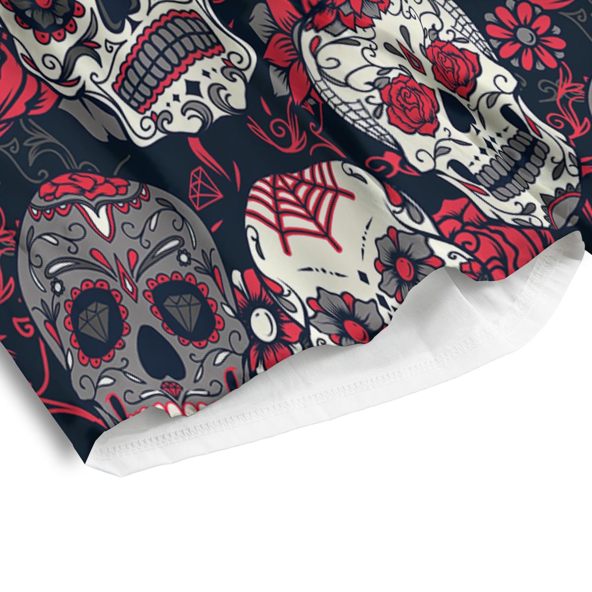 Skull Flower Red Sugar Print Pattern Men's Athletic Shorts-grizzshop