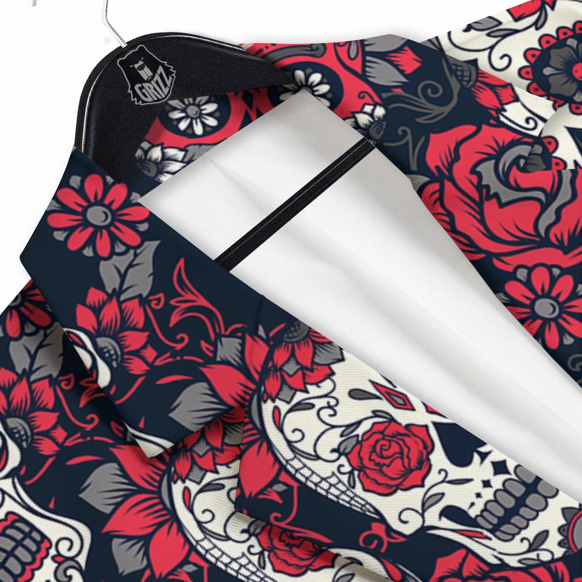Skull Flower Red Sugar Print Pattern Men's Sport Coat-grizzshop