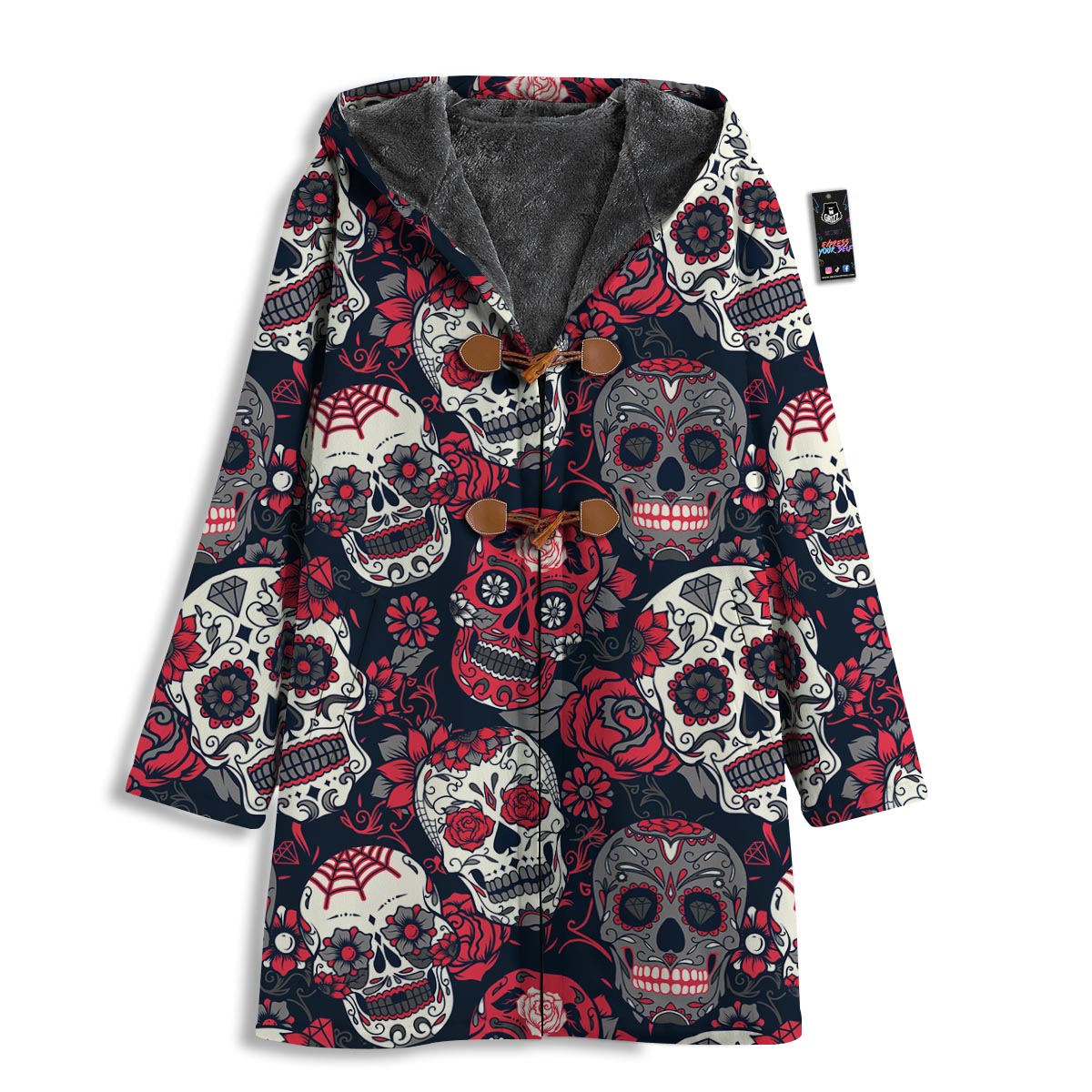 Skull Flower Red Sugar Print Pattern Men's Windbreaker Jacket-grizzshop
