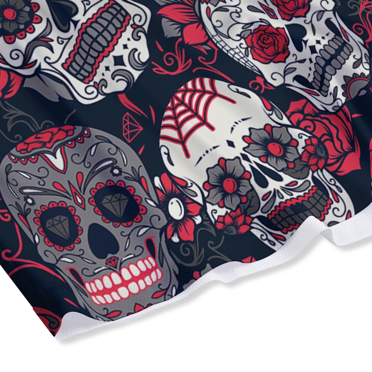 Skull Flower Red Sugar Print Pattern  Mesh Shorts