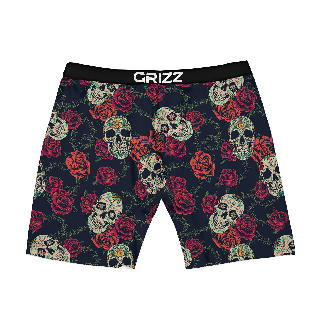 Skull Flowers Vintage Print Pattern Boxer Briefs-grizzshop