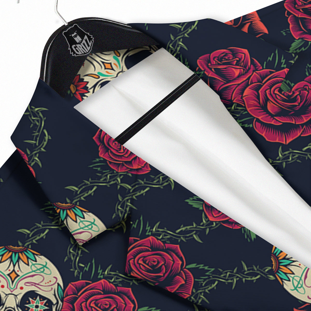 Skull Flowers Vintage Print Pattern Men's Sport Coat-grizzshop