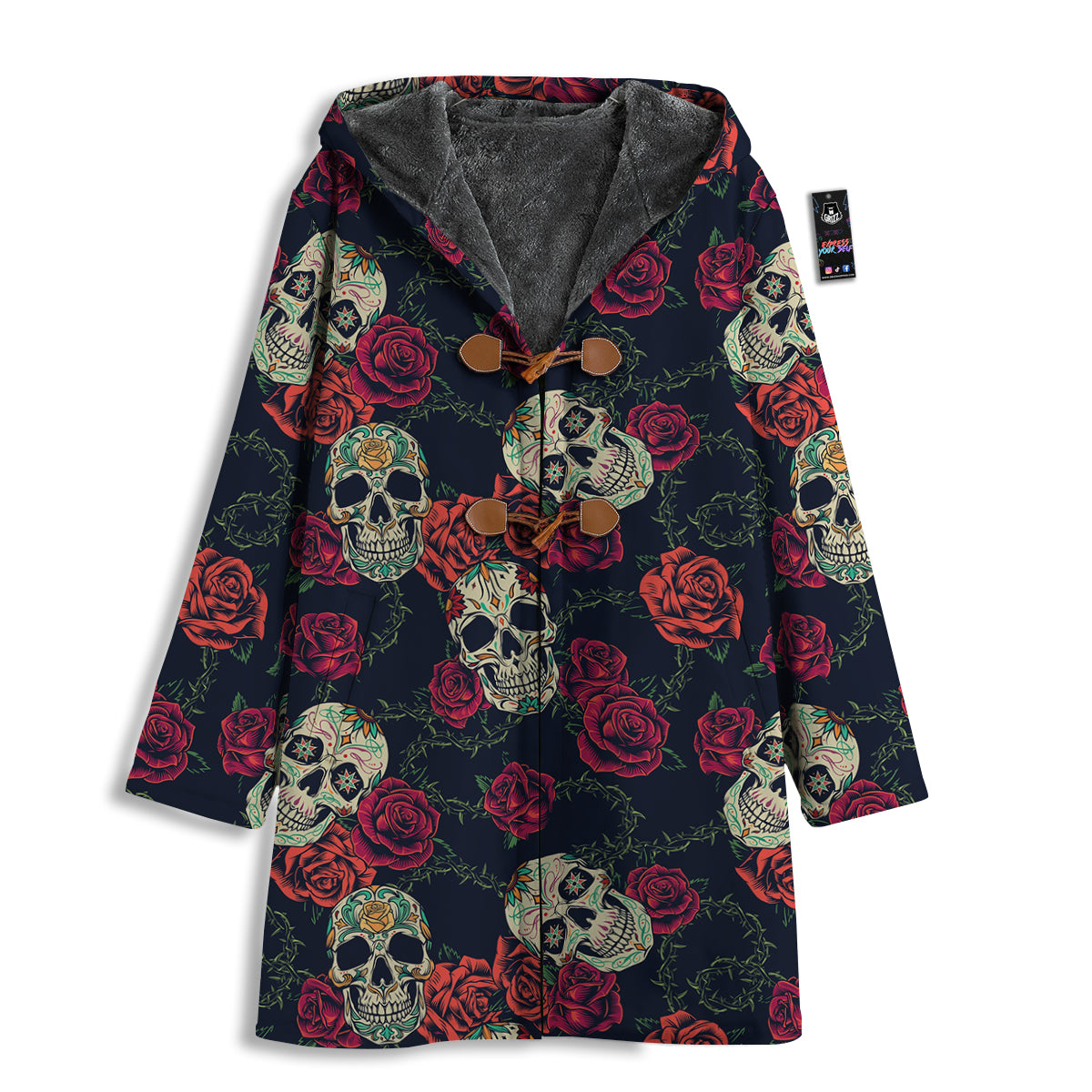 Skull Flowers Vintage Print Pattern Men's Windbreaker Jacket-grizzshop