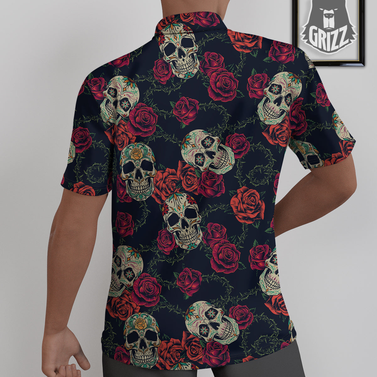 Skull Flowers Vintage Print Pattern Untucked Shirts-grizzshop
