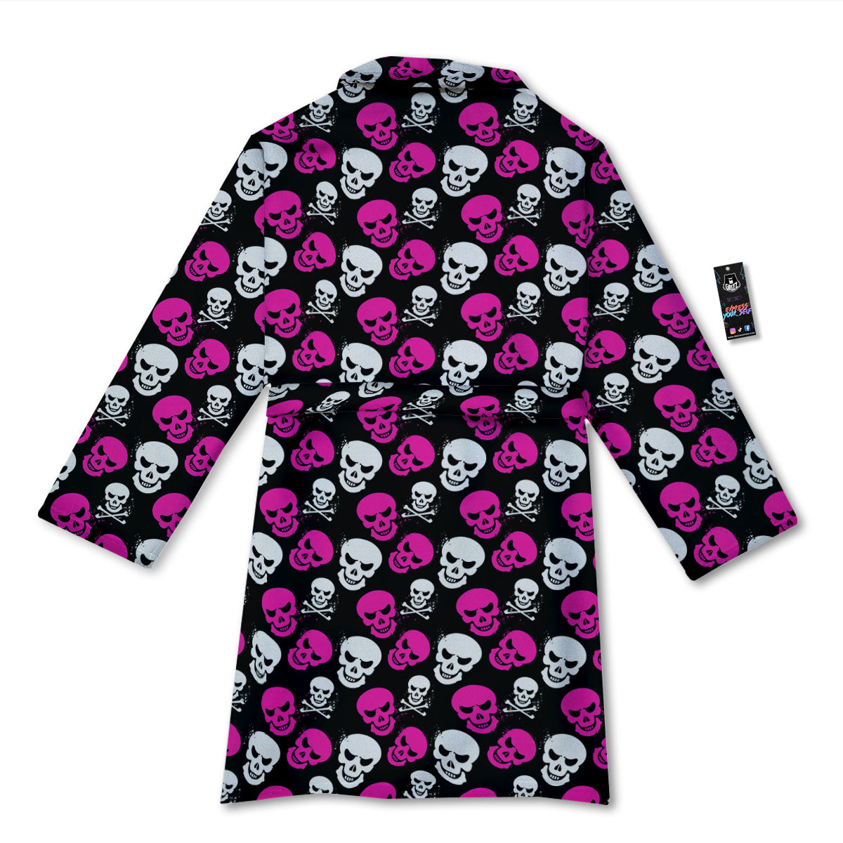 Skull Girly Emo Print Pattern Bathrobe-grizzshop