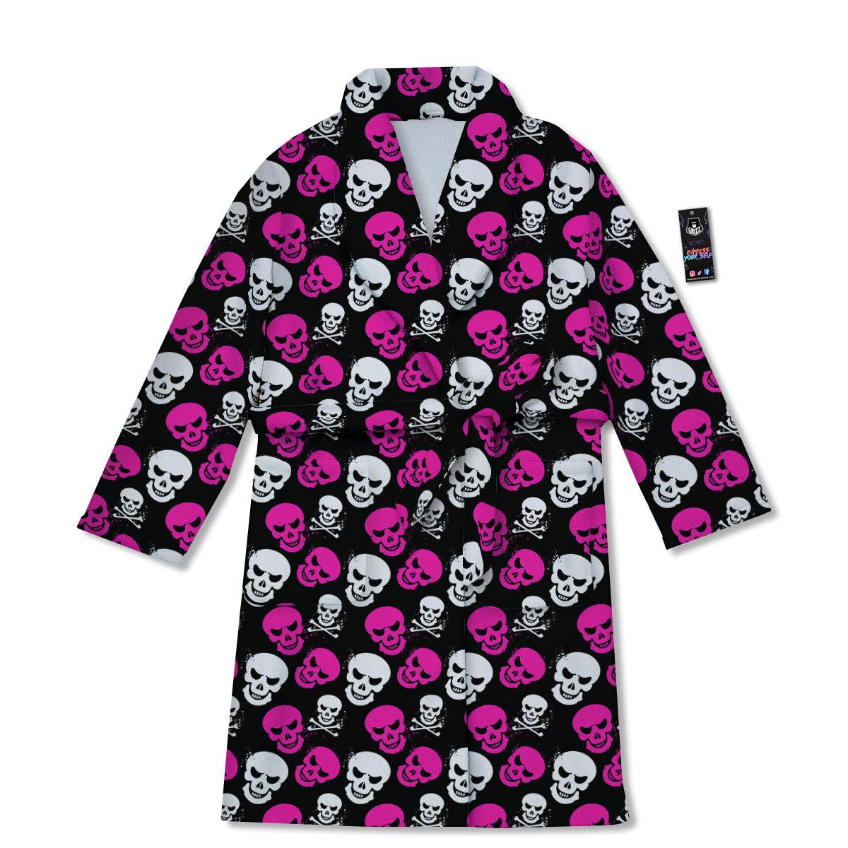 Skull Girly Emo Print Pattern Bathrobe-grizzshop