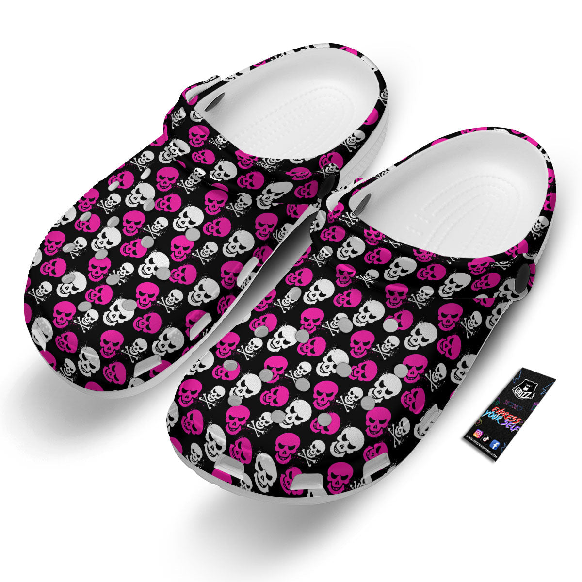 Skull Girly Emo Print Pattern Clog-grizzshop
