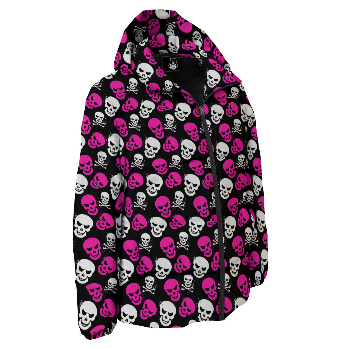 Skull Girly Emo Print Pattern Down Jacket-grizzshop