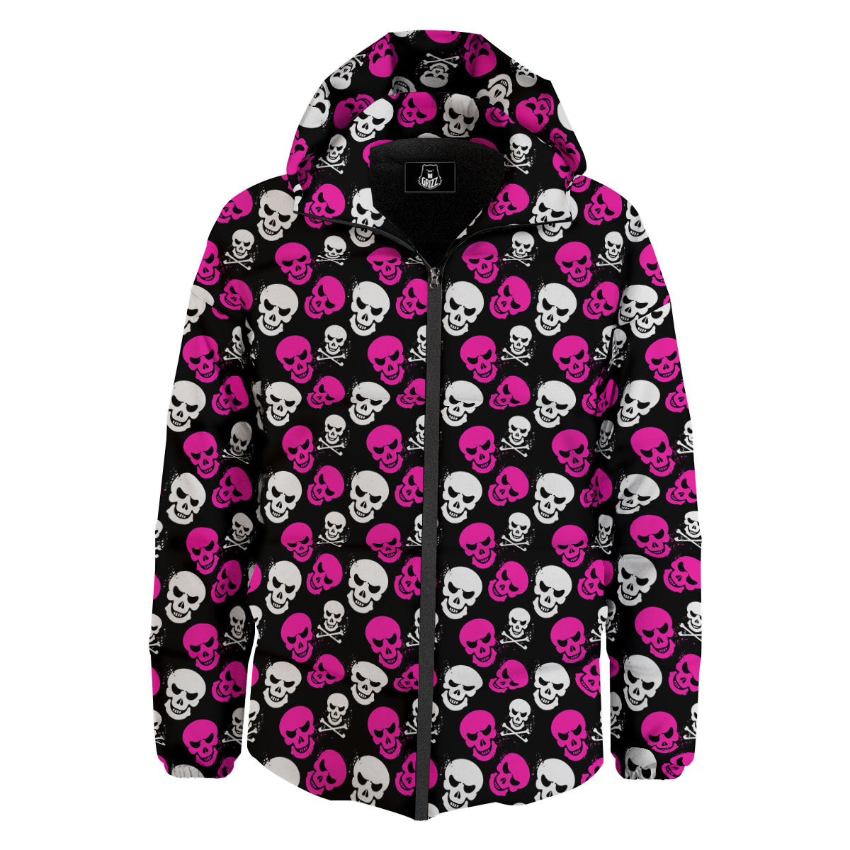 Skull Girly Emo Print Pattern Down Jacket-grizzshop