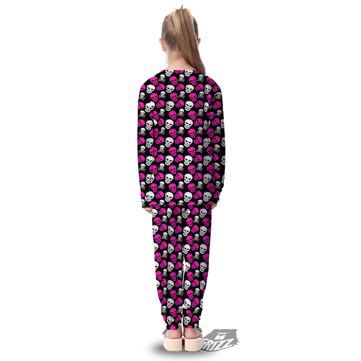 Skull Girly Emo Print Pattern Kid's Pajamas-grizzshop