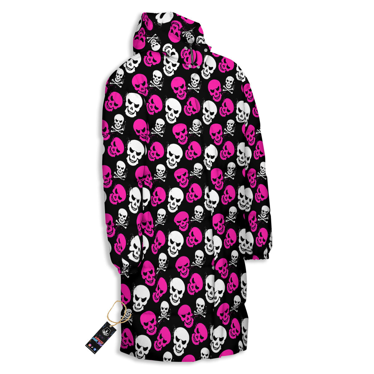 Skull Girly Emo Print Pattern Long Down Jacket-grizzshop