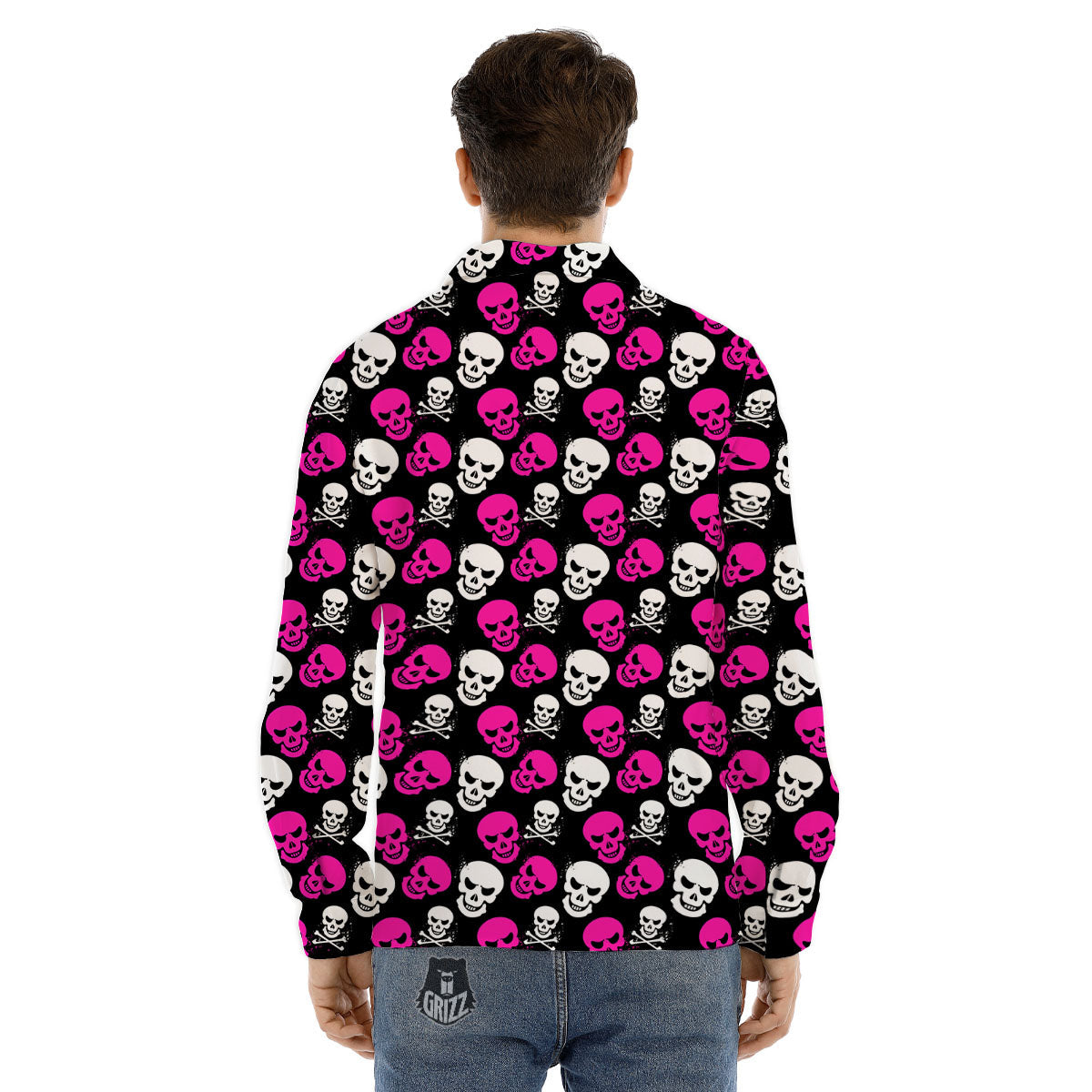 Skull Girly Emo Print Pattern Men's Dress Shirts-grizzshop